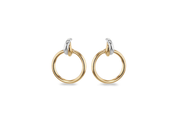 18ct Two-Tone Gold Bail Circle Stud Earrings