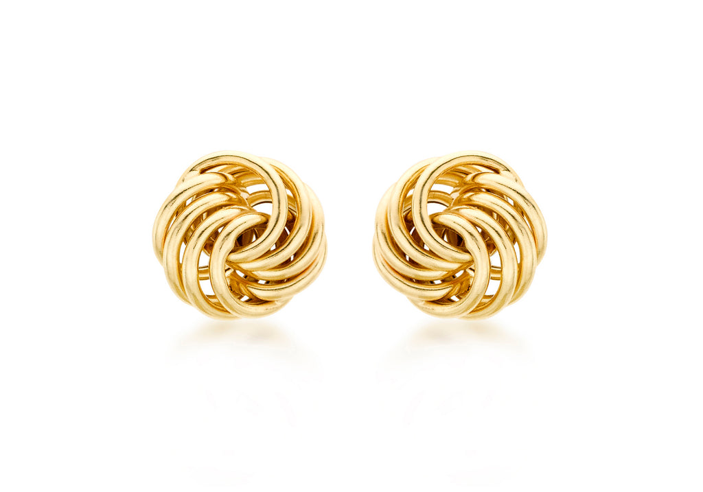 18ct Yellow Gold 10mm Rose Stud Earrings