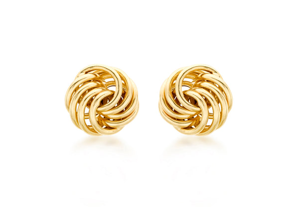 18ct Yellow Gold 10mm Rose Stud Earrings