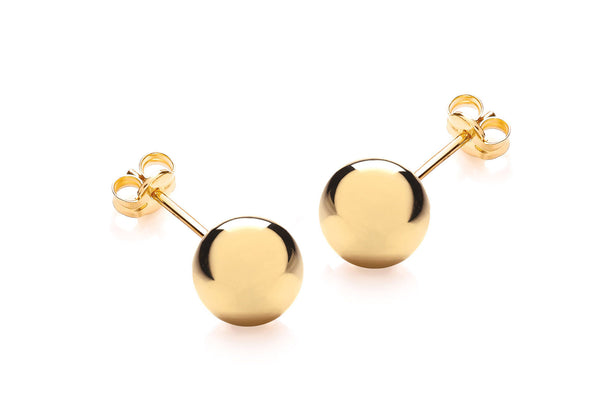 18ct Yellow Gold 8mm Ball Stud Earrings