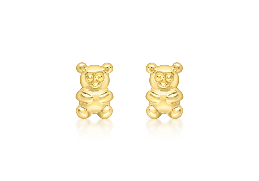 18ct Yellow Gold Teddy Bear Stud Earrings