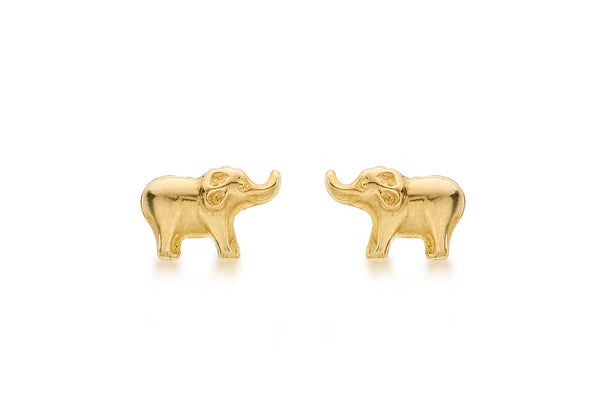 18ct Yellow Gold 8.2mm x 5.5mm Baby Elephant Stud Earrings