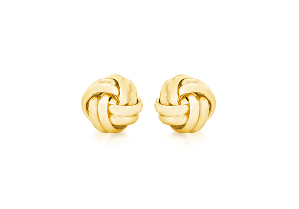 18ct Yellow Gold 9mm Knot Stud Earrings