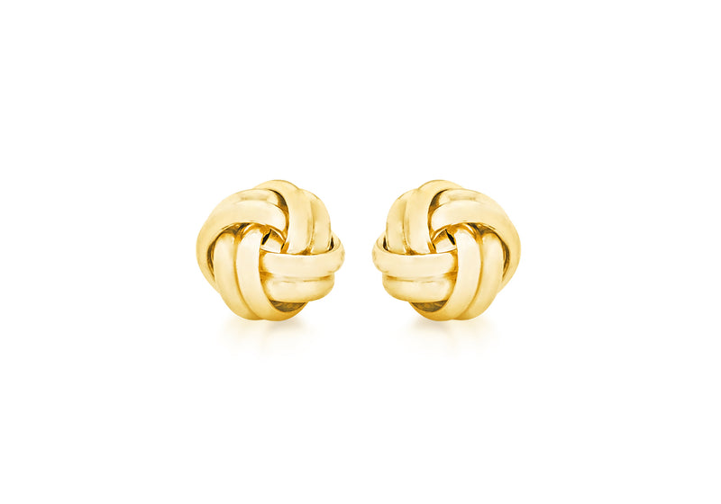 18ct Yellow Gold 9mm Knot Stud Earrings