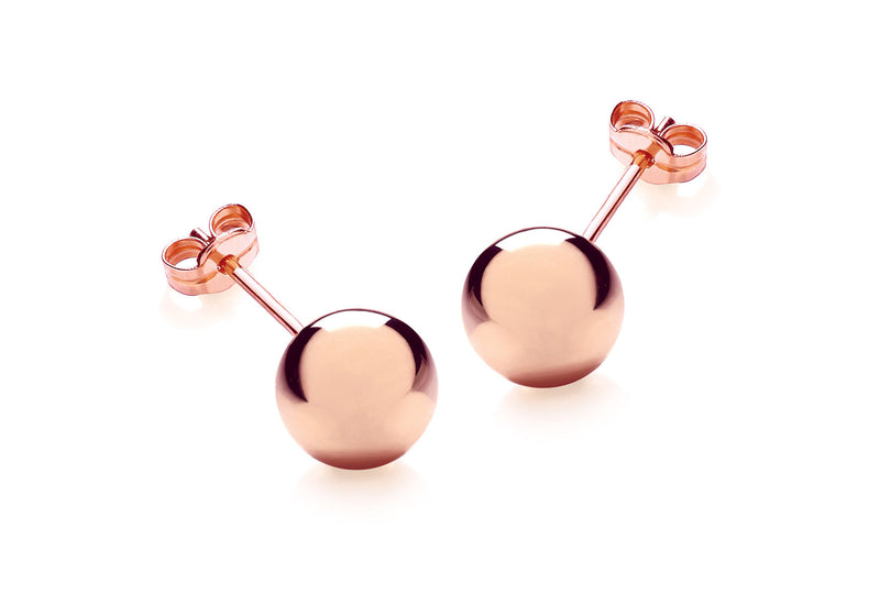 18ct Rose Gold 8mm Ball Stud Earrings