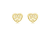 18ct Yellow Gold 8mm x 7mm Flower Heart Stud Earrings