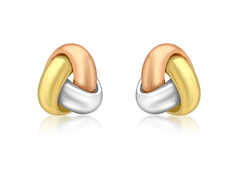 18ct 3-Colour Gold Small Triple-Knot Stud Earrings