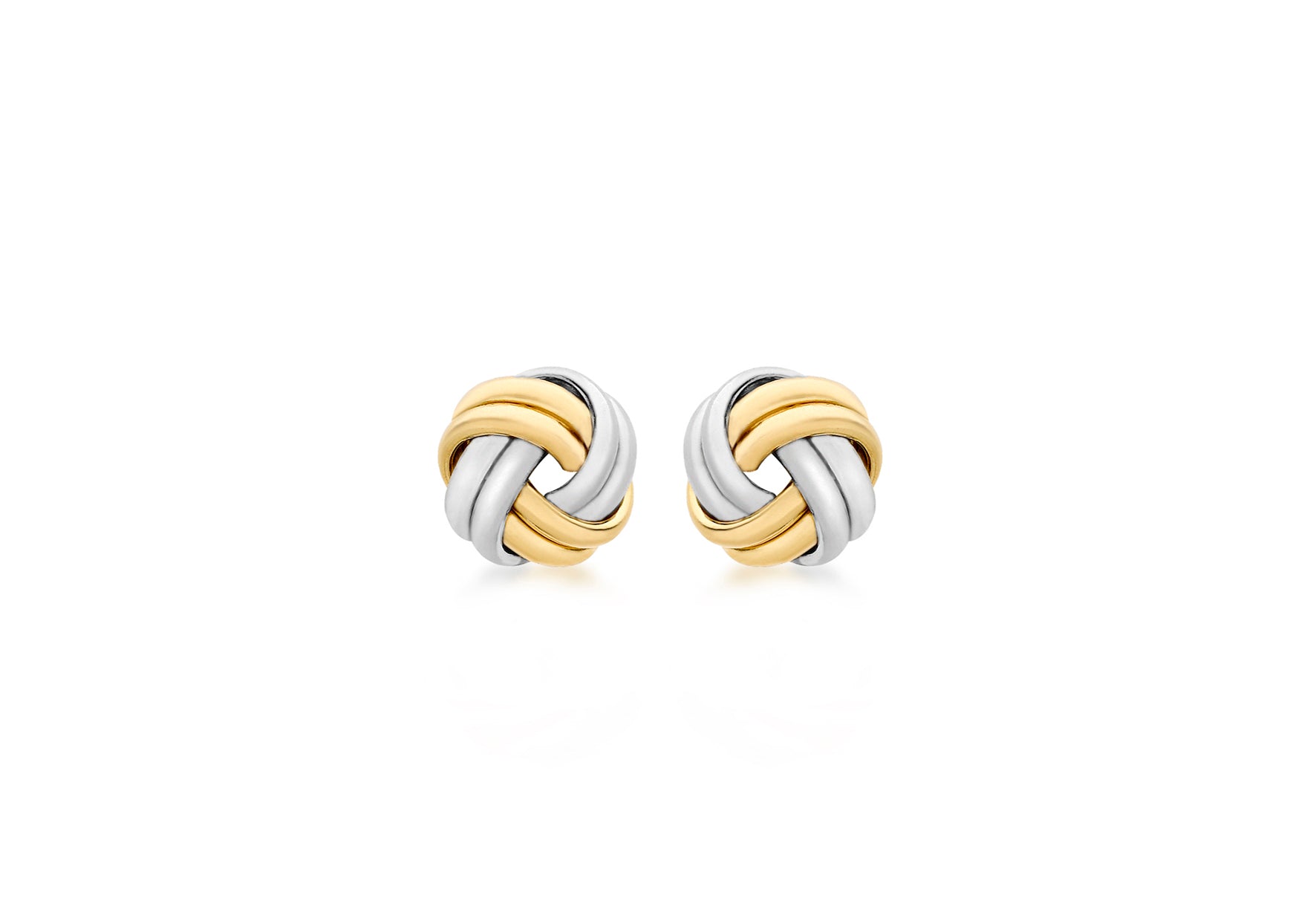 Double Knot Stud Earrings 18ct 2-Colour Gold