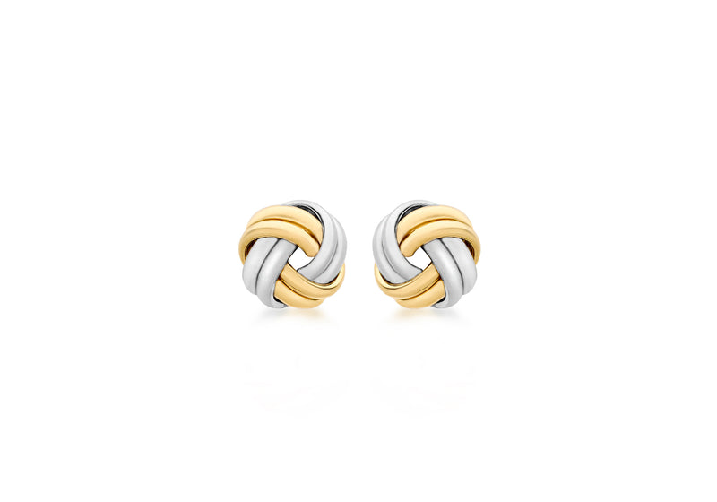 Double Knot Stud Earrings 18ct 2-Colour Gold