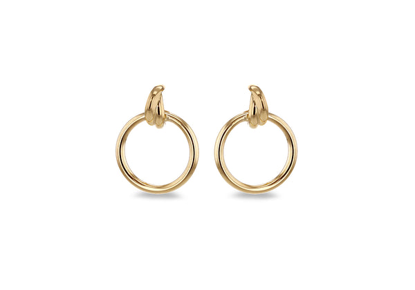 18ct Yellow Gold Bail Circle Stud Earrings