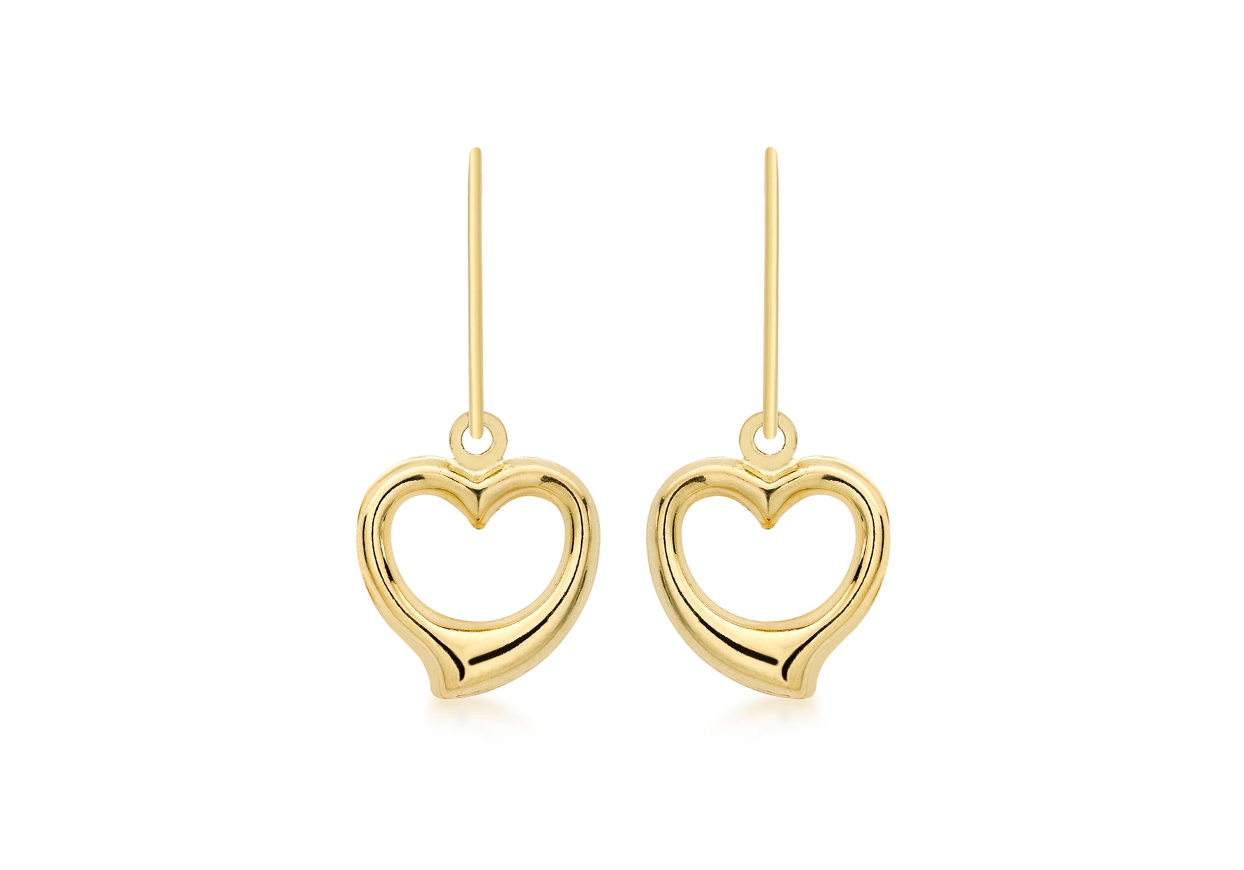18ct Yellow Gold Heart Drop Earrings