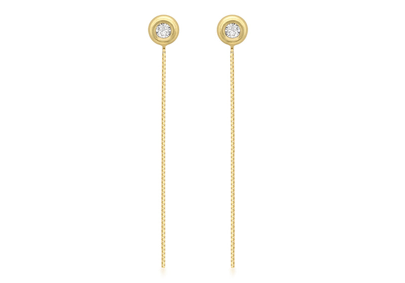 18ct Yellow Gold Zirconia  and Box Chain Drop Earrings