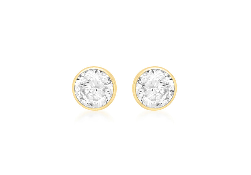 18ct Yellow Gold 5mm Round Zirconia  Stud Earrings