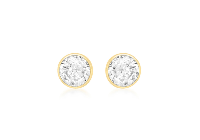 18ct Yellow Gold 5mm Round Zirconia  Stud Earrings