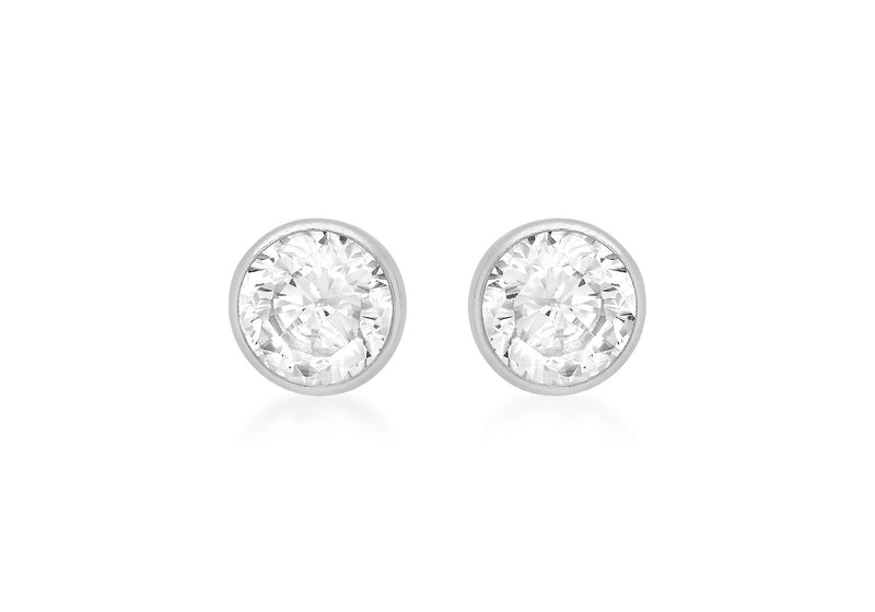 18ct White Gold 5mm Round Zirconia  Stud Earrings