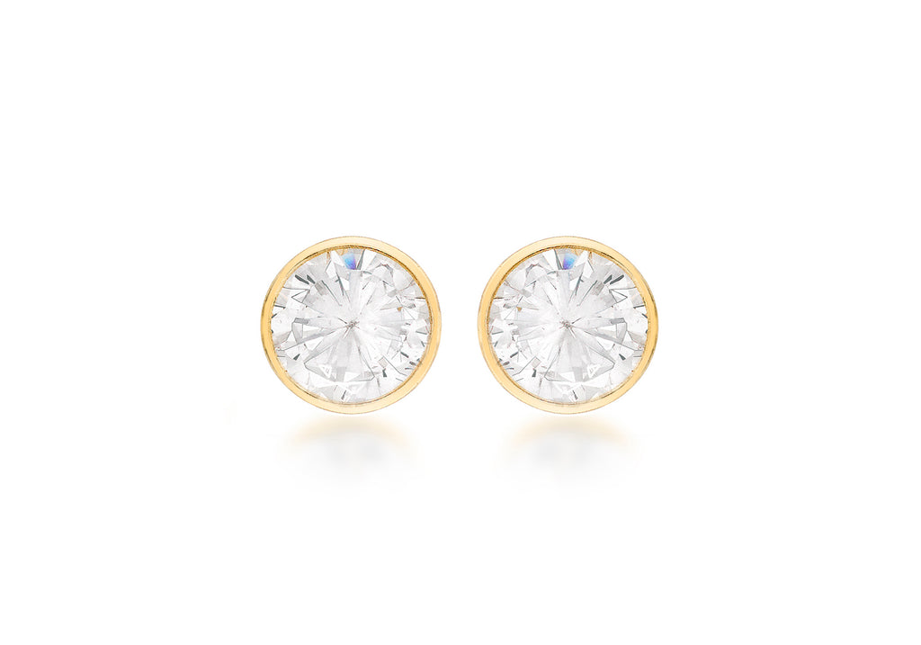 18ct Yellow Gold 4mm Zirconia  Round Stud Earrings