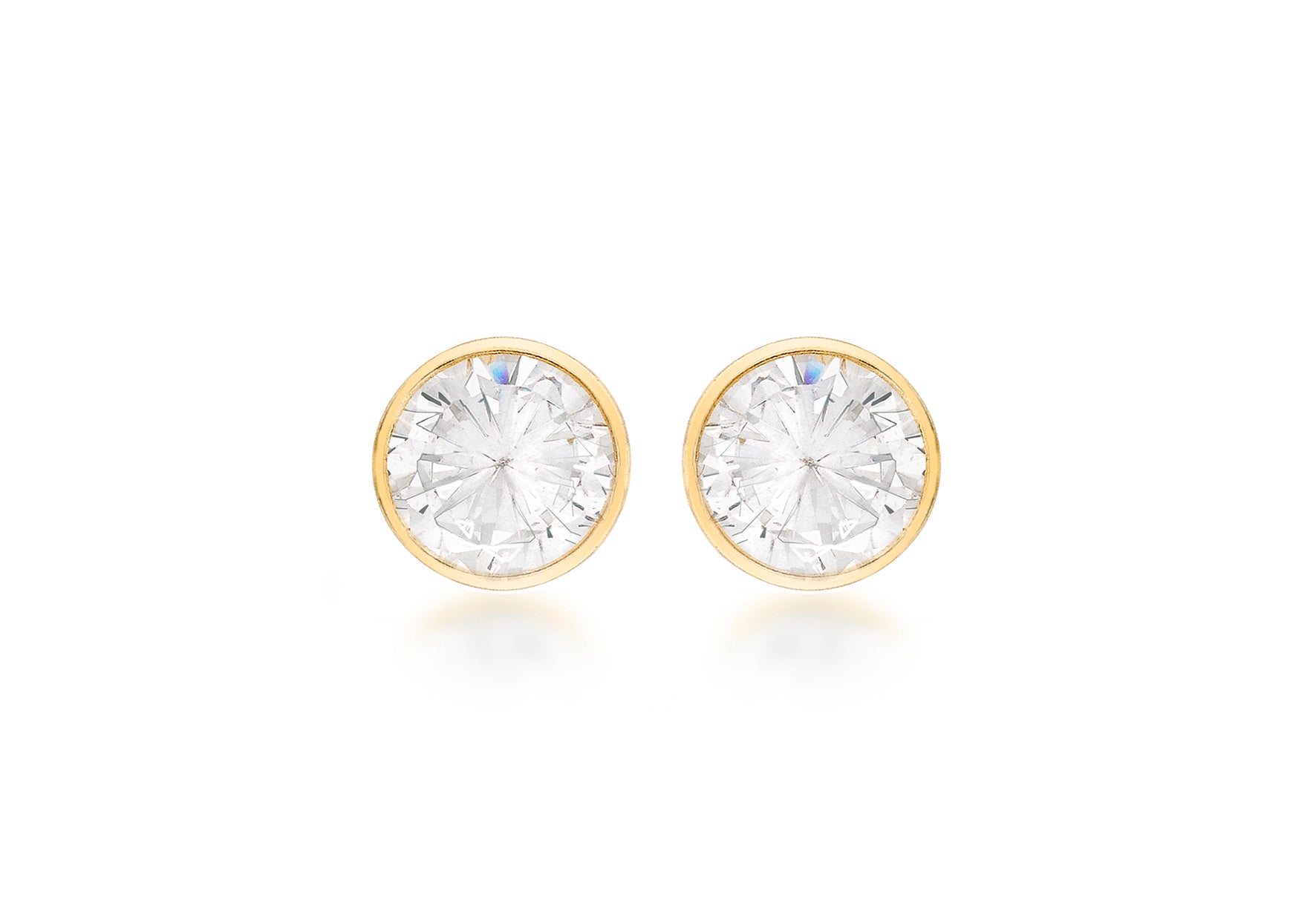 18ct Yellow Gold 4mm Zirconia  Round Stud Earrings