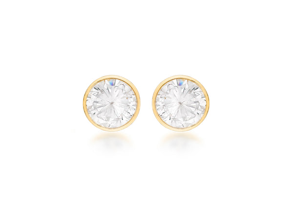 18ct Yellow Gold 4mm Zirconia  Round Stud Earrings