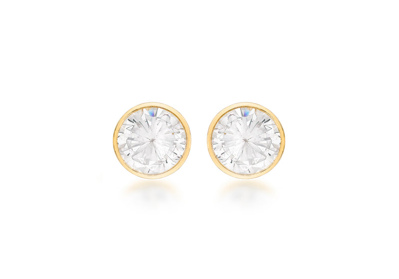 18ct Yellow Gold 4mm Zirconia  Round Stud Earrings