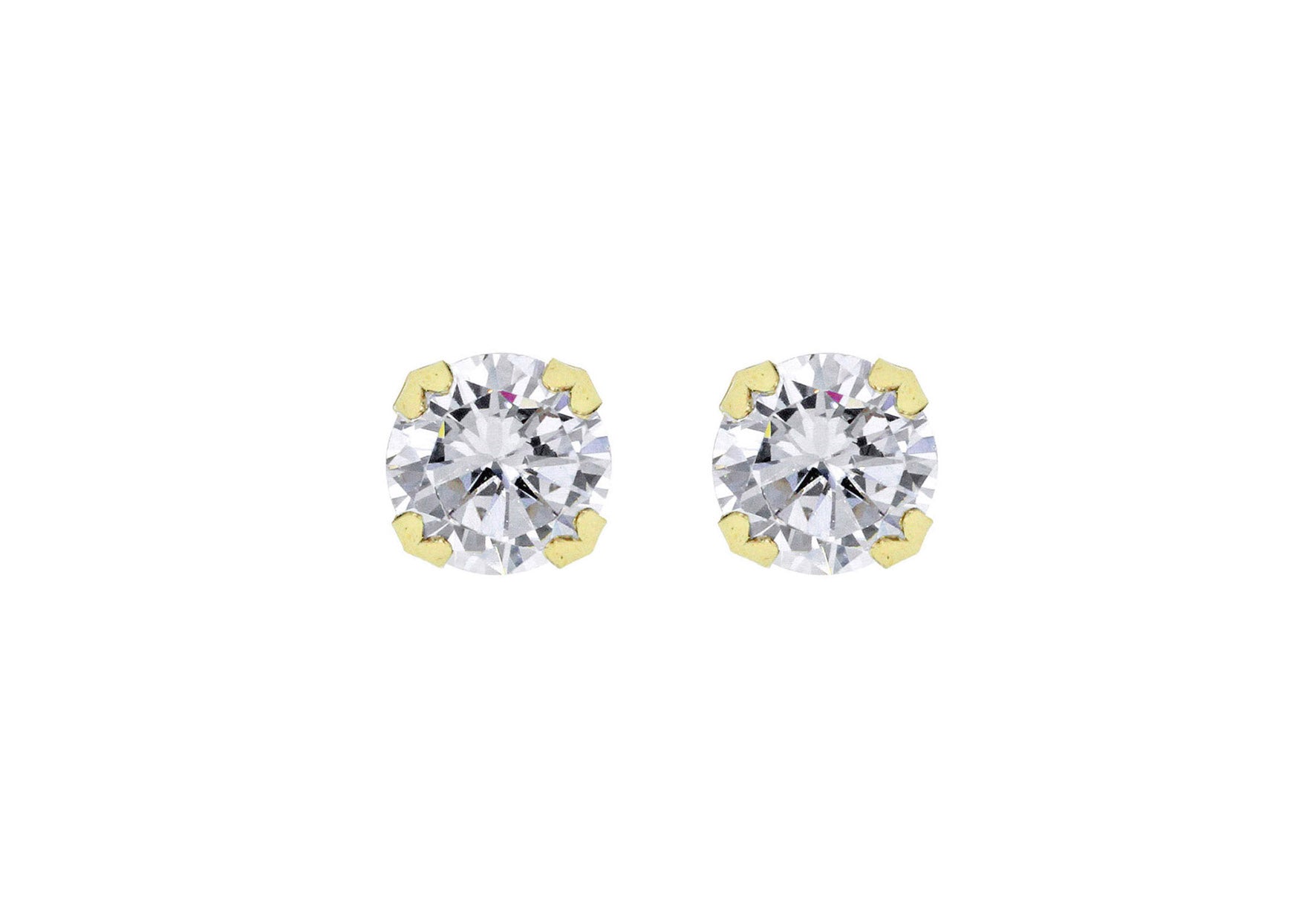 18ct Yellow Gold 8mm Zirconia  Stud Earrings
