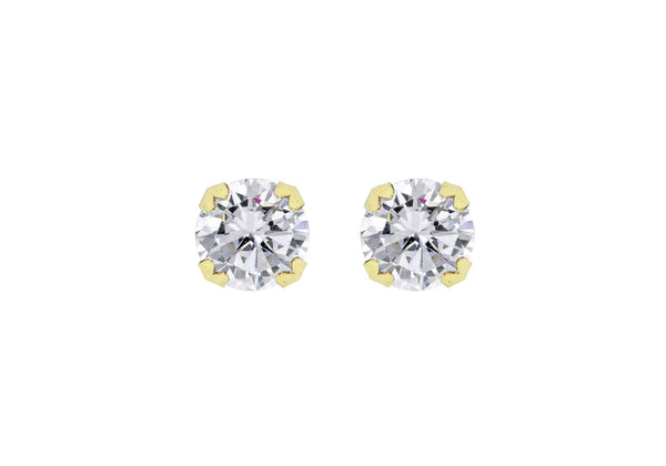 18ct Yellow Gold 8mm Zirconia  Stud Earrings