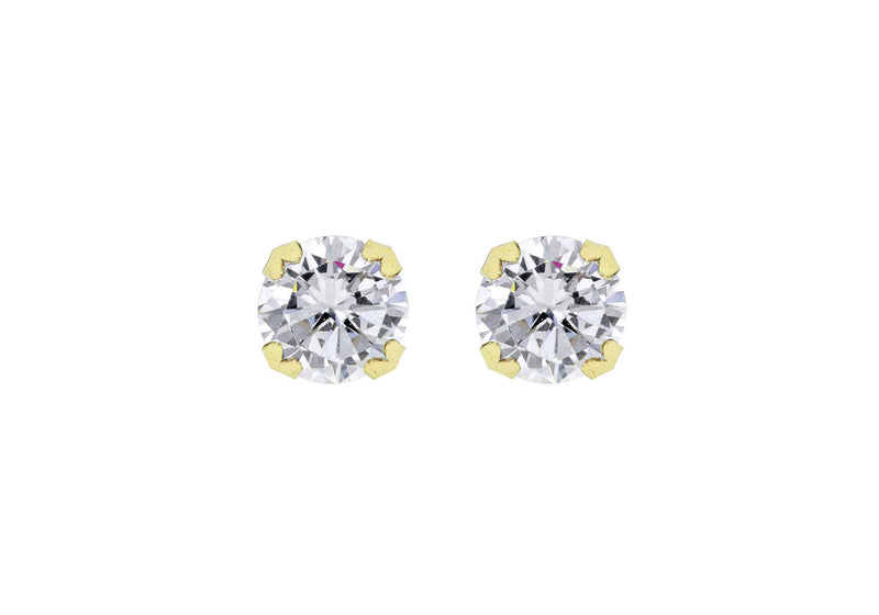 18ct Yellow Gold 8mm Zirconia  Stud Earrings