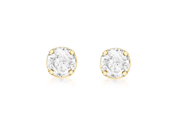 18ct Yellow Gold 4mm Zirconia  Stud Earrings