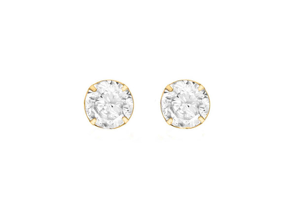 18ct Yellow Gold 6mm Zirconia  Stud Earrings