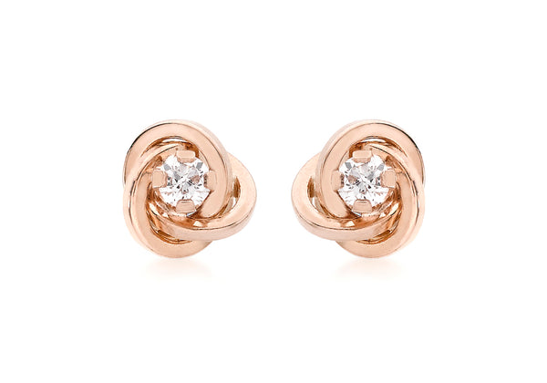 18ct Rose Gold Zirconia  6.5mm Knot Stud Earrings