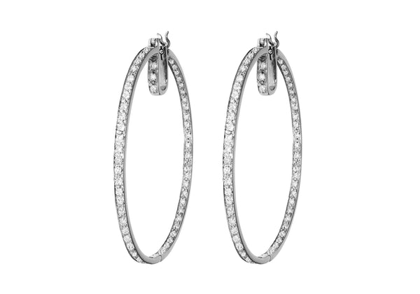 18ct White Gold 1.14t Diamond Large Hoop Earrings