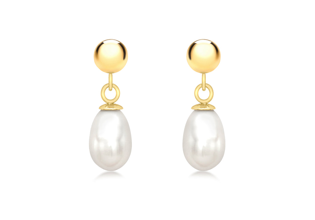 18ct Yellow Gold Fresh Water Pearl Drop Earrings