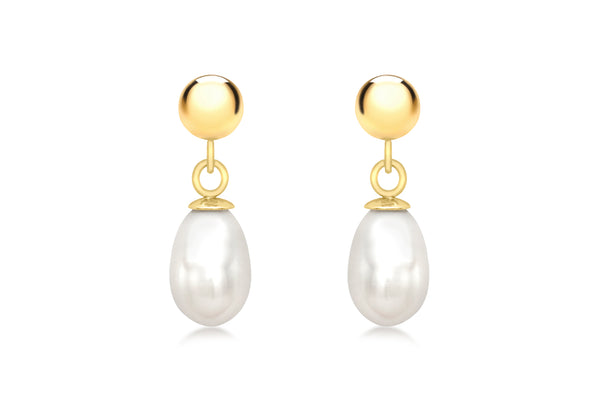 18ct Yellow Gold Fresh Water Pearl Drop Earrings