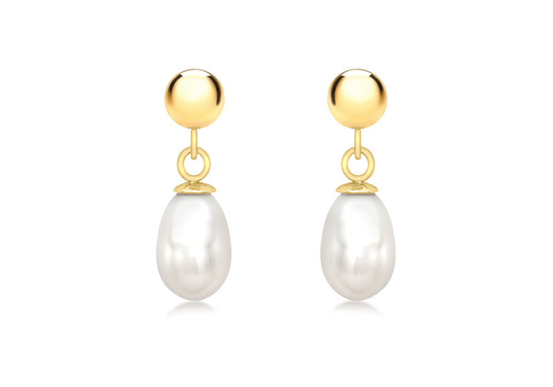 18ct Yellow Gold Fresh Water Pearl Drop Earrings