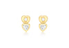 18ct Yellow Gold Zirconia  Double Heart Stud Earrings