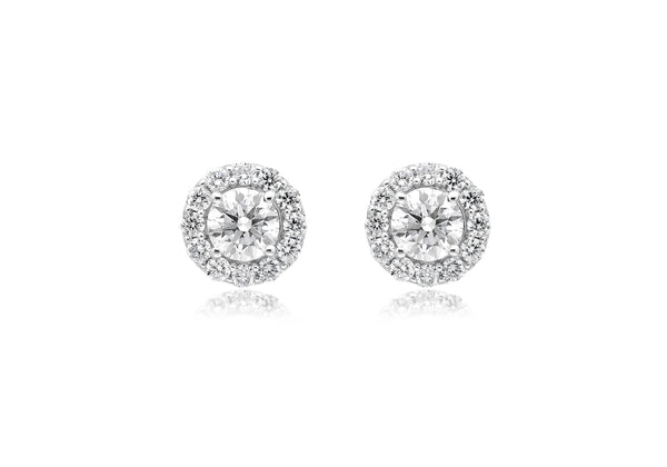 18ct White Gold 0.73ct Diamond Halo Stud Earrings