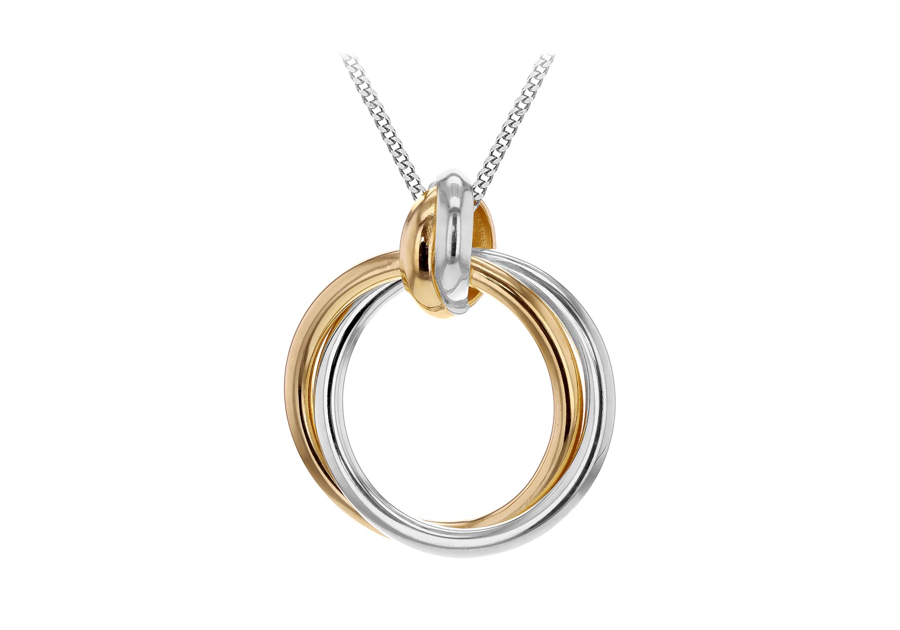18ct Two-Tone Gold Twin Interlocked Hoop Pendant