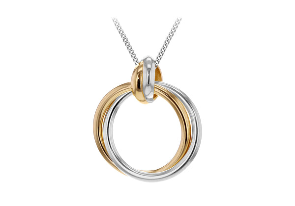 18ct Two-Tone Gold Twin Hoop Pendant