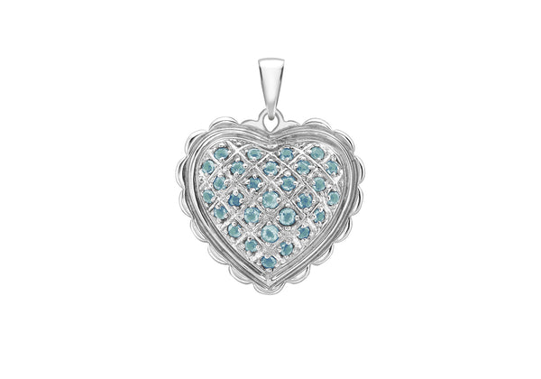 Blue Topaz Sallop Edge Heart Pendant 18ct White Gold