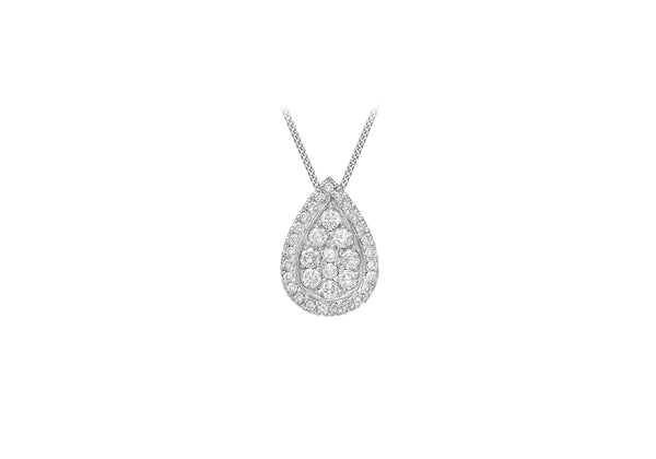 18ct White Gold 0.40ct Diamond Pave Set Teardrop Slider Pendant 