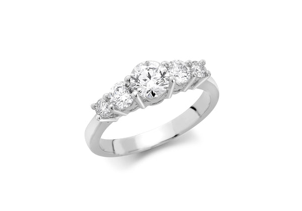 18ct White Gold 0.94ct Diamond Graduated Half-Eternity Ring