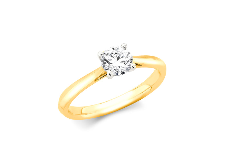 18ct Yellow Gold 0.70ct Diamond Band Solitaire Ring