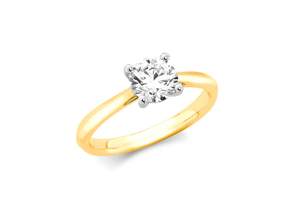 18ct Yellow Gold 1.00ct Diamond Band Solitaire Ring