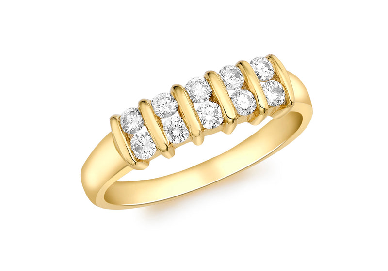 18ct Yellow Gold 0.40t Diamond Double Row Channel Set Ring