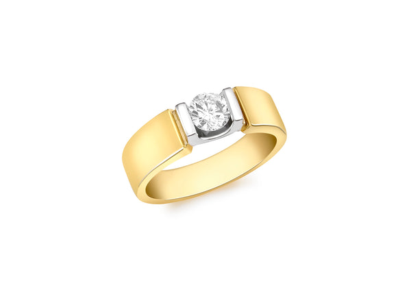 18ct Yellow Gold 0.50ct Diamond Solitaire Satin Band Ring
