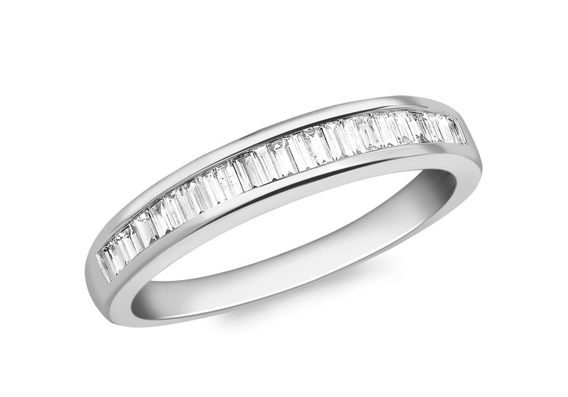 18ct White Gold 0.31t Baguette Cut Diamond Channel Set Half Eternity Ring