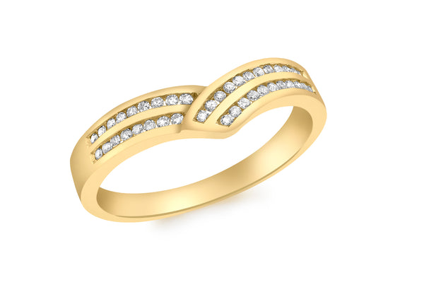 18ct Yellow Gold 0.15t Diamond Wishbone Ring