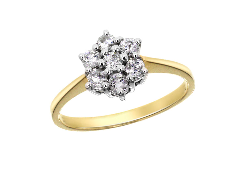 18ct Yellow Gold 0.50ct Diamond 7-Stone Cluster Ring