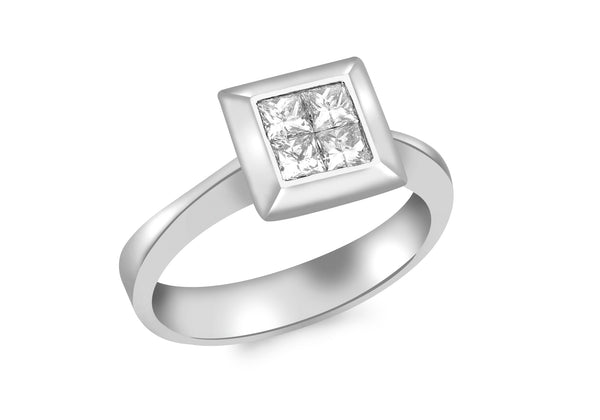 18ct White Gold 0.50ct Square Diamond Ring