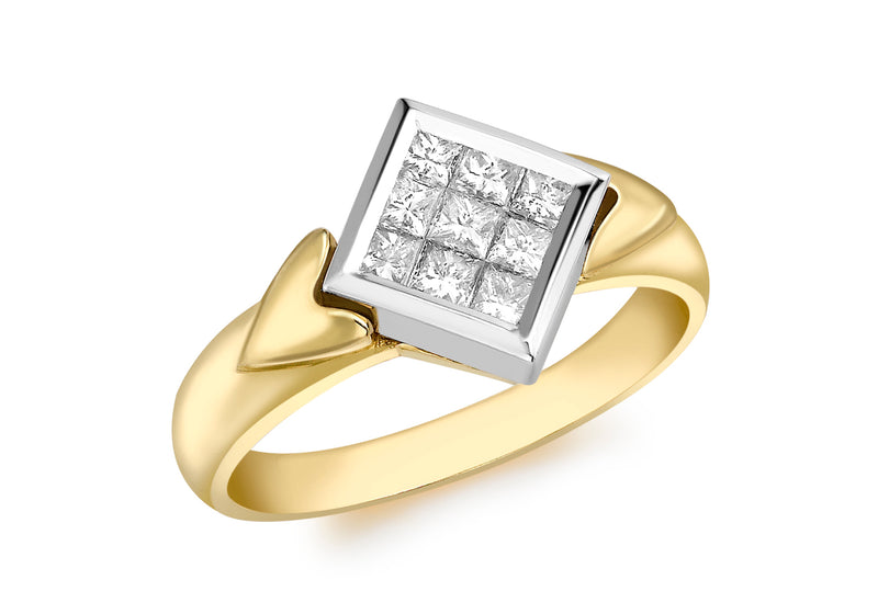 18ct 2-Colour Gold 0.50ct Princess Cut Diamond Ring