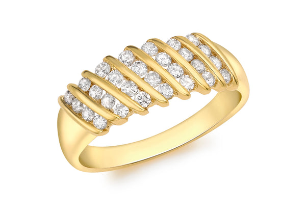 18ct Yellow Gold 0.50ct Diamond Candy Stripe Ring